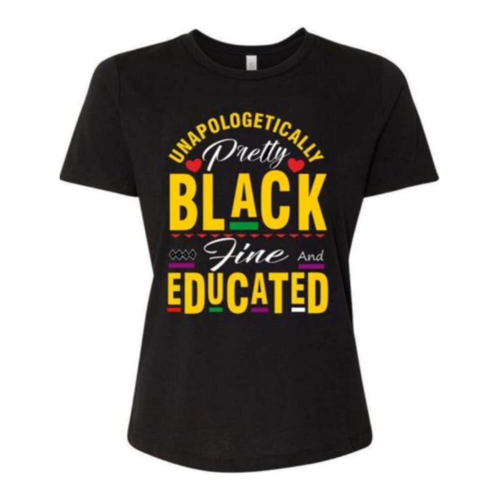 Black Fine and Educated Fitted Black Crew Neck Tshirt